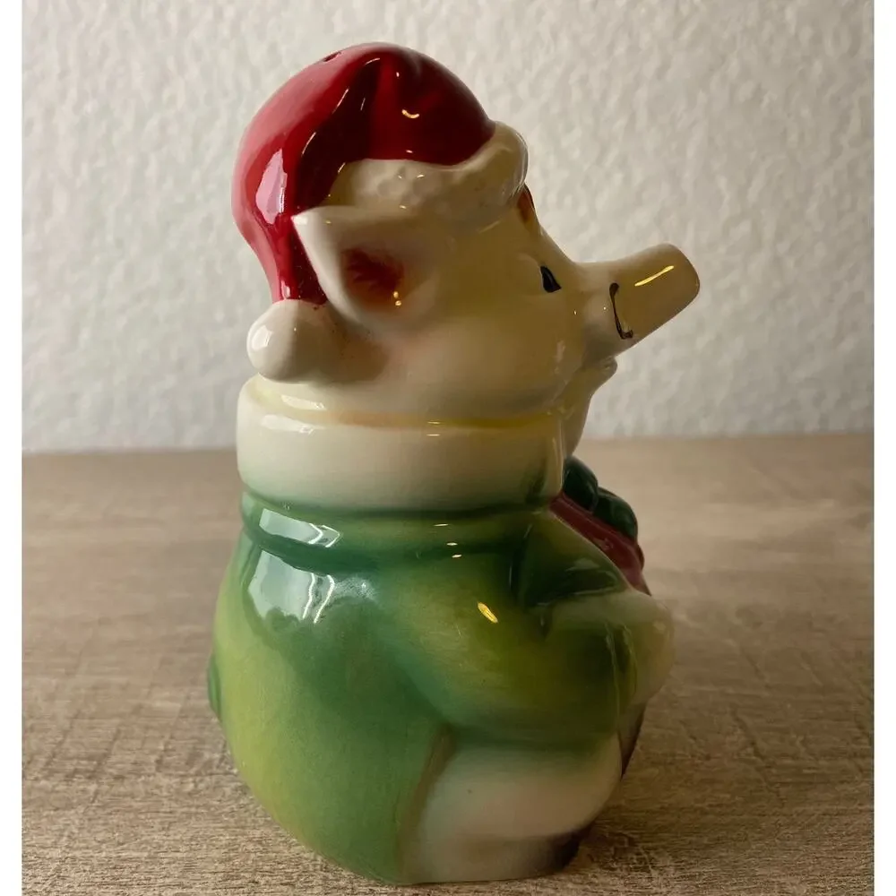 Vintage Salt Pepper Shakers Warthog Santa Claus Hat Christmas